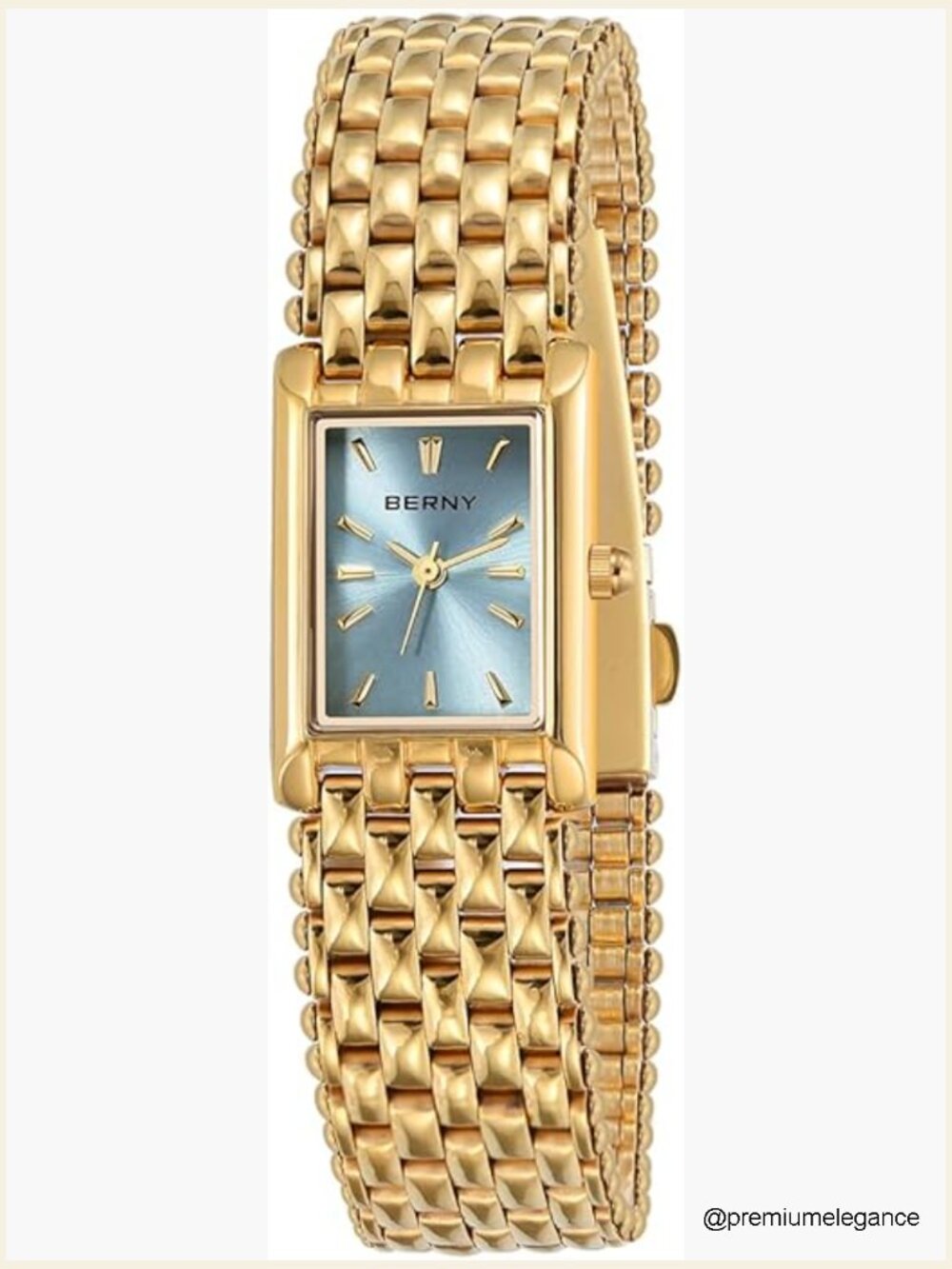Ladies Rectangular Gold Watch Japanese Quartz Stainless Steel Bracelet Luxury